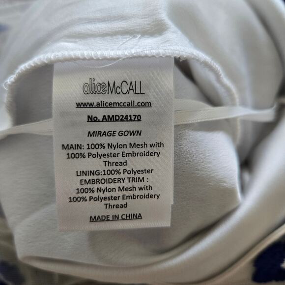 Alice McCall Dress Mirage Gown Nude Blue Low High US 4 Asymmetric Ruffle White - Picture 6 of 12